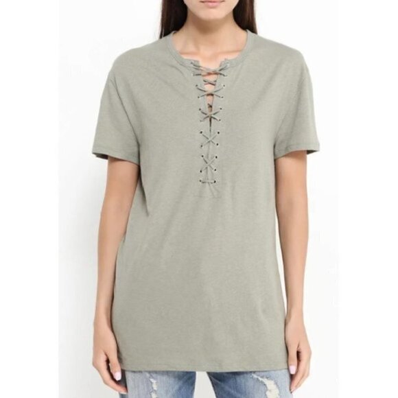 [Revolve] Zoe Karssen | Black Lace-up Tee - Picture 3 of 9